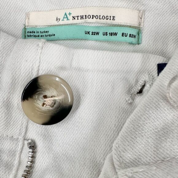 Anthropologie Pilcro Wide Leg Crop Jeans 18W The Skipper White High Rise Womens - Picture 5 of 15